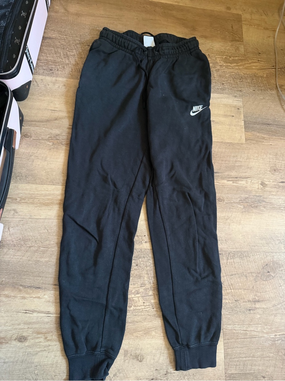 Nike Black Kids Fleece Joggers with White Swoosh